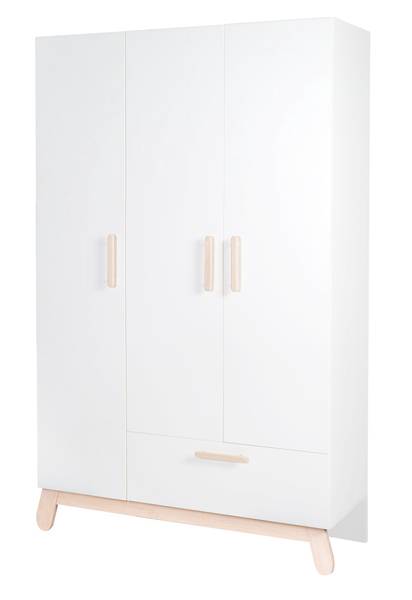 Kleiderschrank Clara Weiß - Holzwerkstoff - 134 x 200 x 52 cm