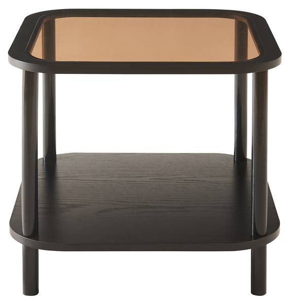 Table d'appoint Latama Noir - Marron - Bambou - Bois manufacturé - Verre - 51 x 45 x 51 cm