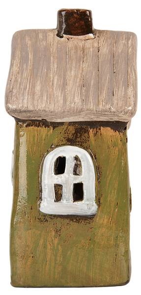 Teelichthalter Haus Alphen aan den Rijn Grün - Keramik - 7 x 15 x 9 cm