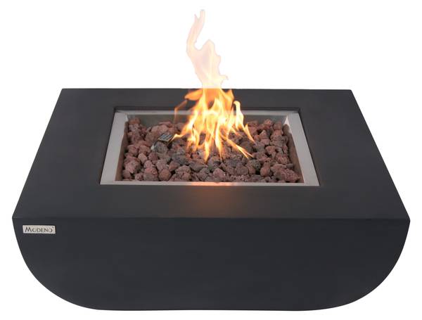 Aurora Gasfeuertisch - 4-tlg. Set Schwarz - Naturfaser - 86 x 36 x 86 cm
