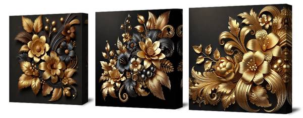 Leinwandbild 3-Tlg.  Luxus Textil - 150 x 60 x 2 cm