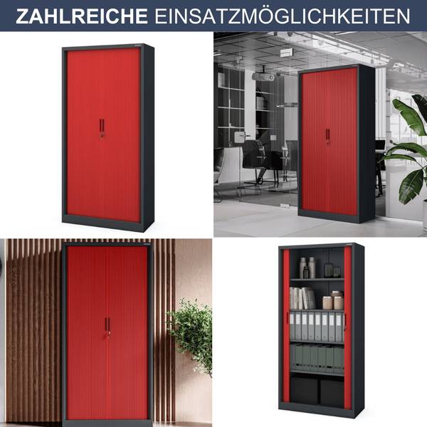 Aktenschrank abschließbar KETI Grau - Stahl - 90 x 185 x 45 cm