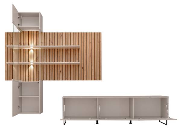 Wohnwand GALATINA-164-3 Beige - Holzwerkstoff - 280 x 200 x 45 cm