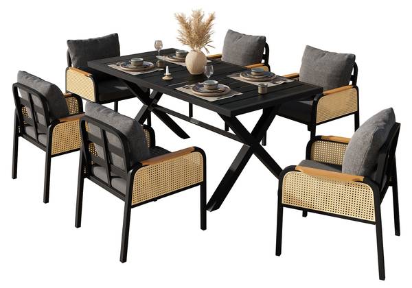 Set table Coeus II (7-él.) Noir - Métal - Textile