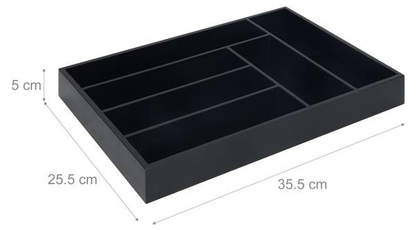 Besteckkasten Bambus Schwarz - Bambus - Holzwerkstoff - 36 x 5 x 26 cm