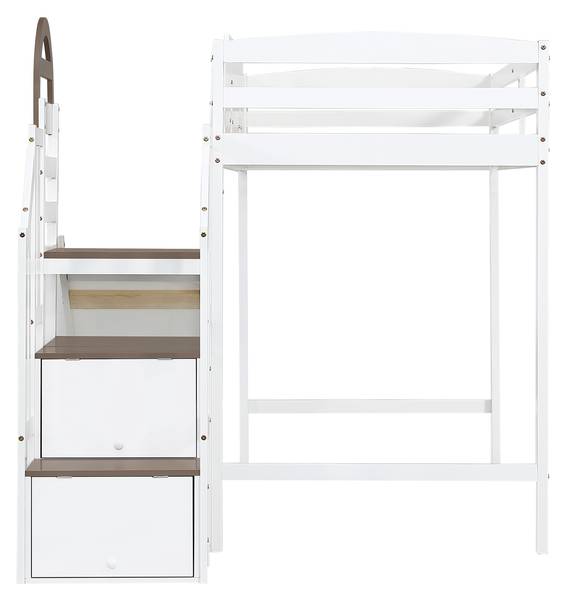 Hochbett Viola Weiß - Holzwerkstoff - Massivholz - 146 x 145 x 257 cm