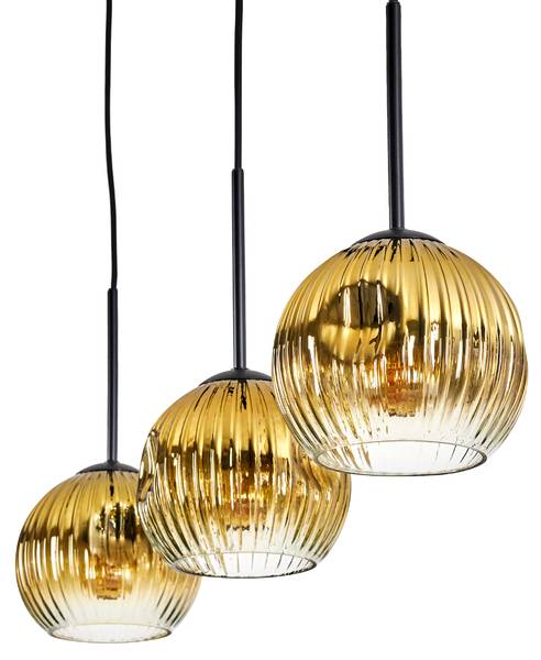 Pendelleuchte Cesaro Gold - Aluminium - Klarglas - 10 x 120 x 92 cm