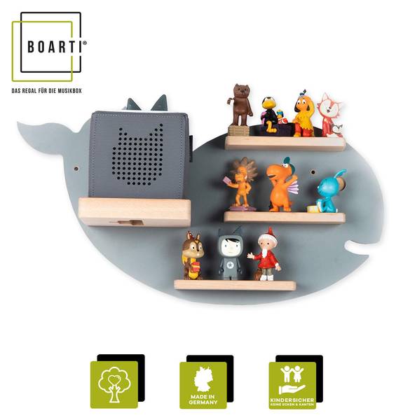 Wandregal Tier Wal Grau - Holzwerkstoff - 51 x 29 x 19 cm