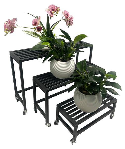 Pflanzbank JAKOB (3er-Set) Schwarz - Metall - 20 x 45 x 70 cm
