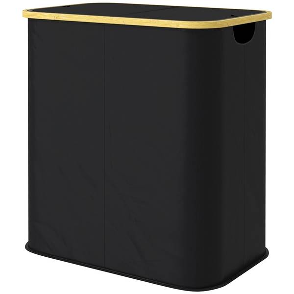 Wäschekorb 850-320V00BK Schwarz - Bambus - 34 x 59 x 54 cm