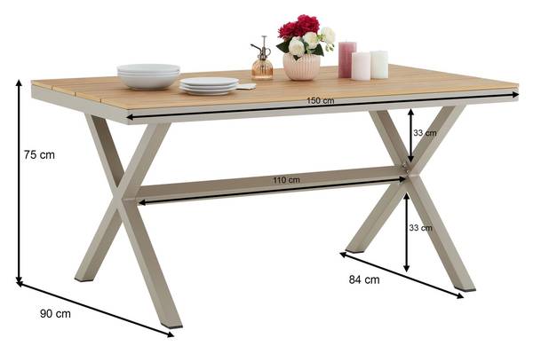 Gartenmöbel Set WINDY 7er Set Beige