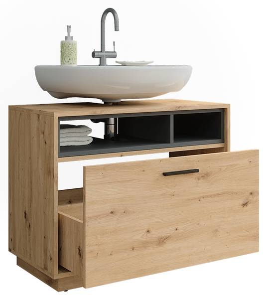 Ijdelheidseenheid Beatrice 54888 antracietkleurig - eikenhouten look