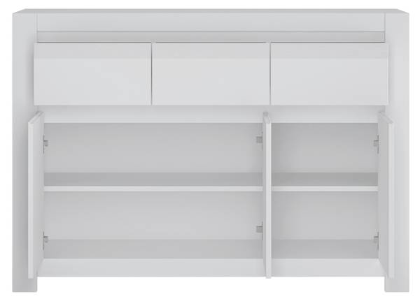 Sideboard NAVA-129-3 Weiß - Holzwerkstoff - 130 x 92 x 42 cm