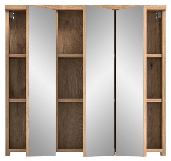 Badezimmer Spiegelschrank Oderzo Braun - Holzwerkstoff - Metall - 80 x 75 x 20 cm