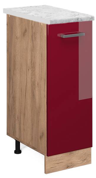 Meuble de cuisine R-Line 45560 Rouge brillant - Imitation chêne