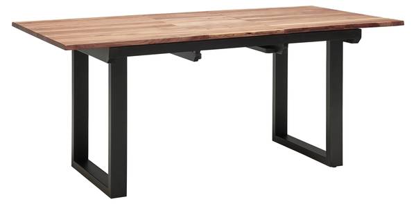 Ausziehtisch MALMO Schwarz - Braun - Metall - Massivholz - 90 x 76 x 140 cm