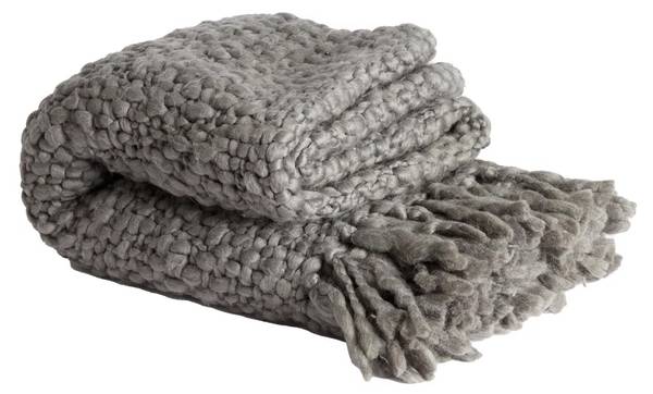 Decke RISCA Grau - Textil - 130 x 1 x 170 cm