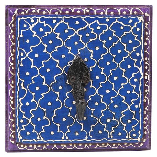 Kleiderhaken Vimala E Blau - Massivholz - 15 x 15 x 6 cm