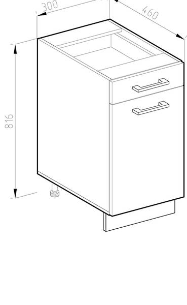 Unterschrank R-Line 41766 Hochglanz Weiß - Reinweiß