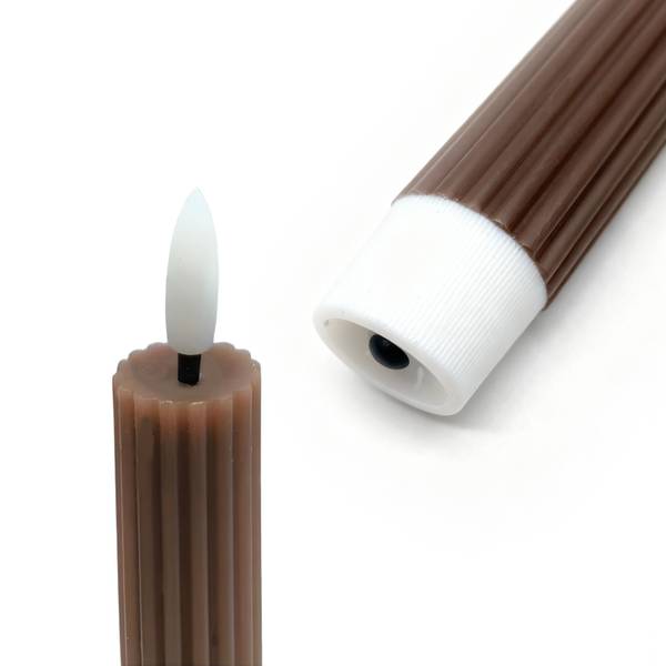 LED Stabkerzen 6er Set Braun