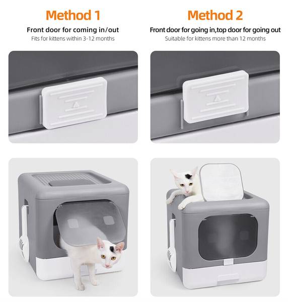 Katzenklo Katzentoilette Faltbare Grau - Kunststoff - 43 x 38 x 41 cm