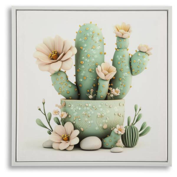 Leinwandbild Vasetto Cactus D Holz teilmassiv - 40 x 40 x 3 cm
