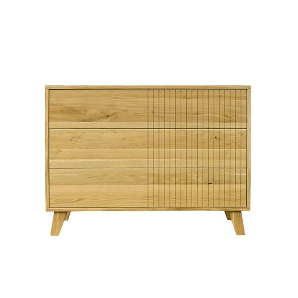 Eichen Kommode mit 3 Schubladen NESS Braun - Eiche - 120 x 90 x 45 cm