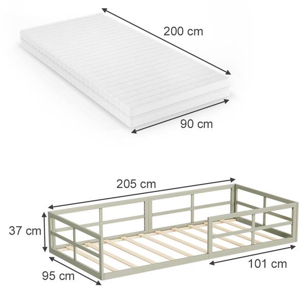 Bodenbett aus Metall Minno 57755 Hellbeige
