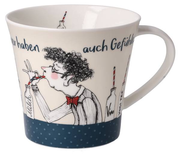 Tasse Freundlieb - Männer haben Gefühle Blau - Weiß - Porzellan - 11 x 10 x 14 cm
