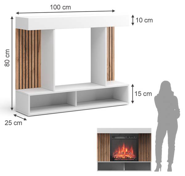 Elektrokamin Lynea 51887 Weiß - Holzwerkstoff - 100 x 80 x 25 cm