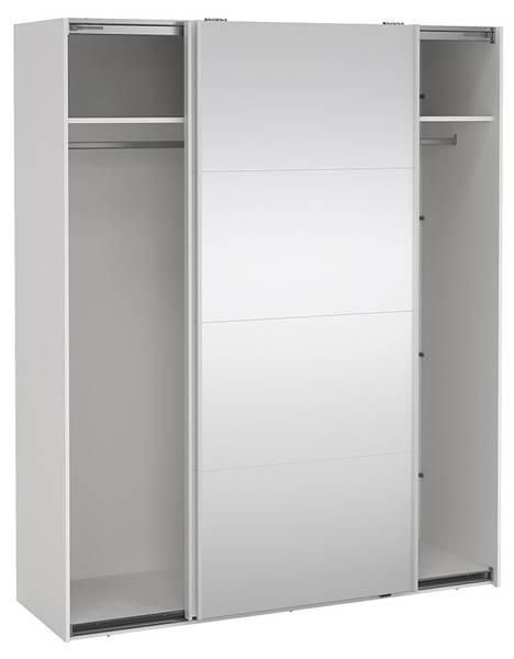 Kledingkast Bergamo wit - plaatmateriaal op houtbasis - textiel - 179 x 221 x 67 cm