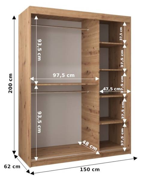 Schwebetürenschrank Marmur Schwarz - Breite: 150 cm