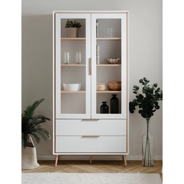 Buffet ARONA Marron - Blanc - Bois manufacturé - 38 x 185 x 90 cm