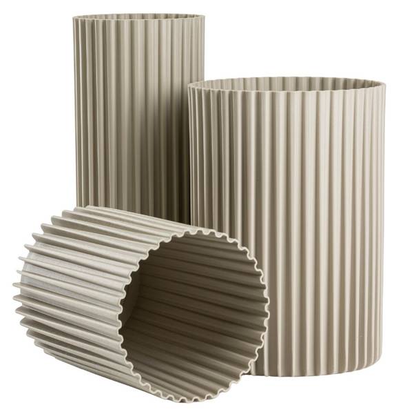 Vase Ribs 3er-Set Beige