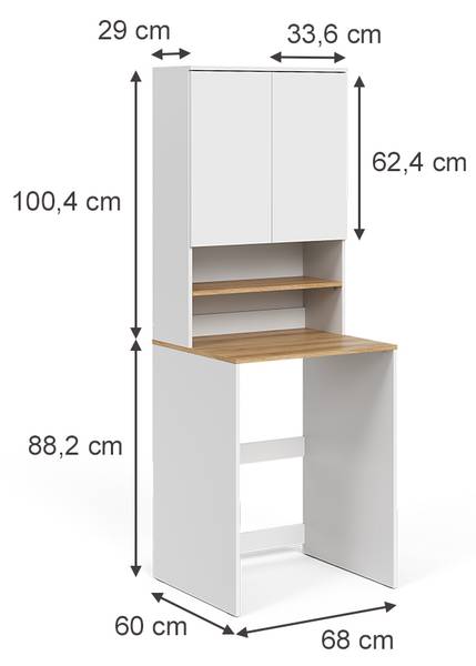 Waschmaschinenschrank Viktor 58029 Asteiche Dekor - Weiß - 68 x 60 cm