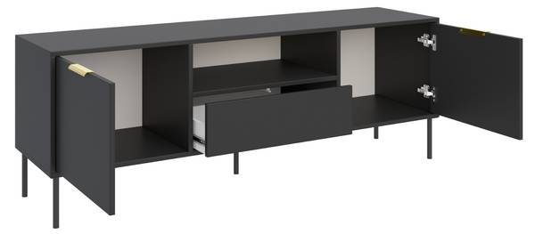 TV-Lowboard VENA Schwarz - Melamin - Polypropylen - 160 x 57 x 40 cm