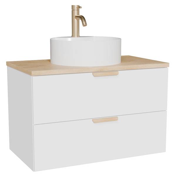 Einzelwaschtisch AVORELI Weiß - Holz teilmassiv - 80 x 50 x 46 cm