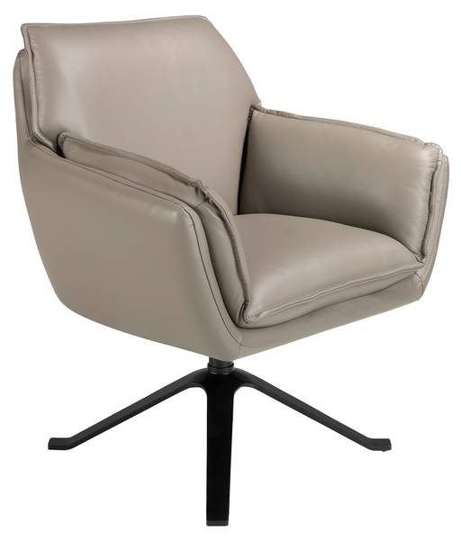 Dunkelgrauer Leder-Drehsessel Grau - Kunstleder - Edelstahl - 77 x 90 x 74 cm