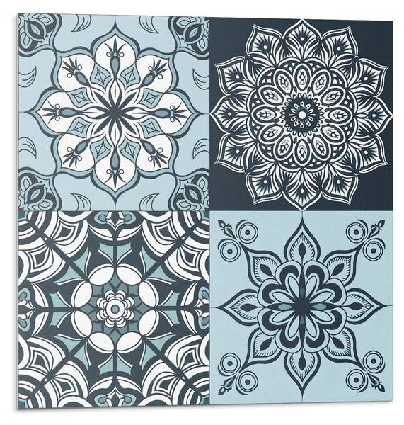 Fliesen Gitternetz Mandala 4er Set 50 x 50 cm