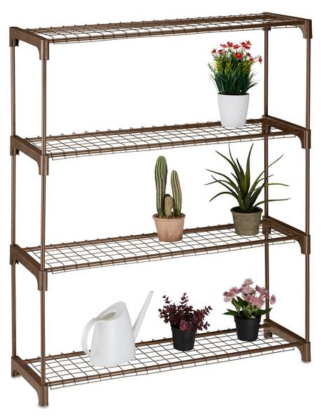 Braunes Blumenregal Metall 4 Ebenen Braun - Stahl - 91 x 106 x 28 cm