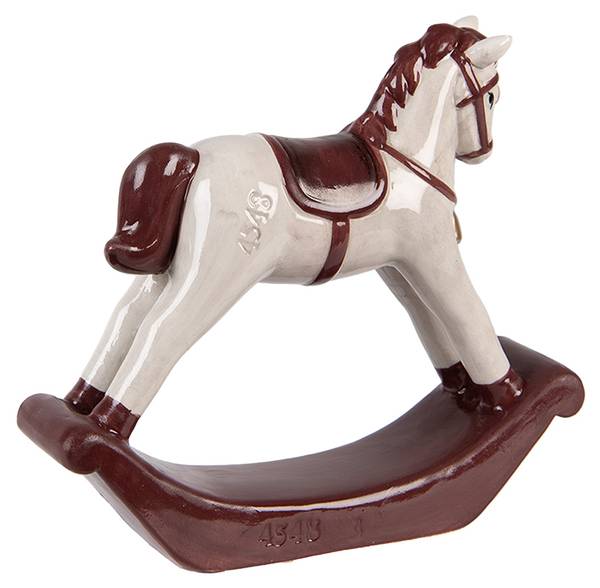 Beeld Hobbelpaard Xmas-Dylan beige - keramiek - 4 x 14 x 15 cm