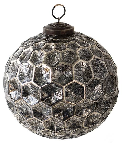 Kerstbal Winter 36438 zwart - glas - 12 x 12 x 12 cm