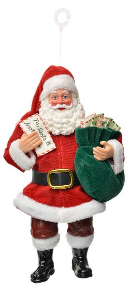 Kersthanger Kerstman MC66239 rood - textiel - 6 x 17 x 11 cm