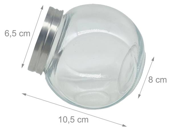 Bonbonglas 6er Set 480 ml Silber - Silikon - 11 x 11 x 8 cm