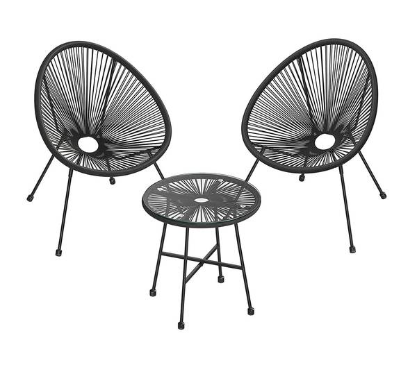 3er-Set Gartenstuhl Schwarz - Metall - 65 x 77 x 64 cm