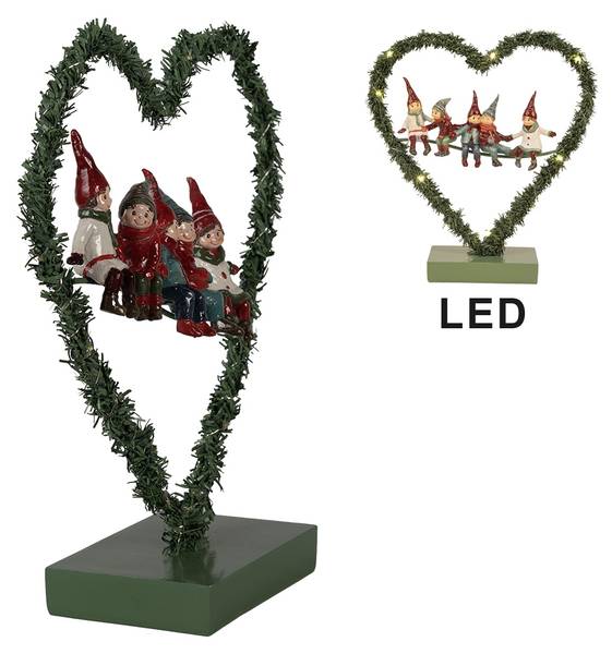 Decoratie Hart Xmas&Ethan groen - metaal - 9 x 28 x 26 cm