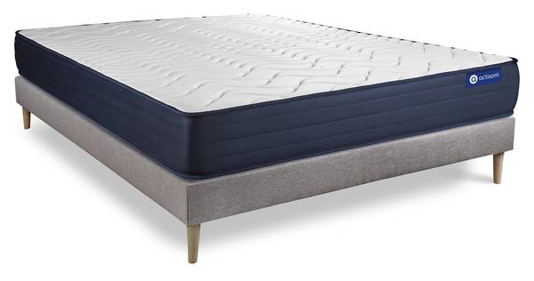 Bettgestell und Matratze Actimemo life Grau - Massivholz - 135 x 51 x 200 cm