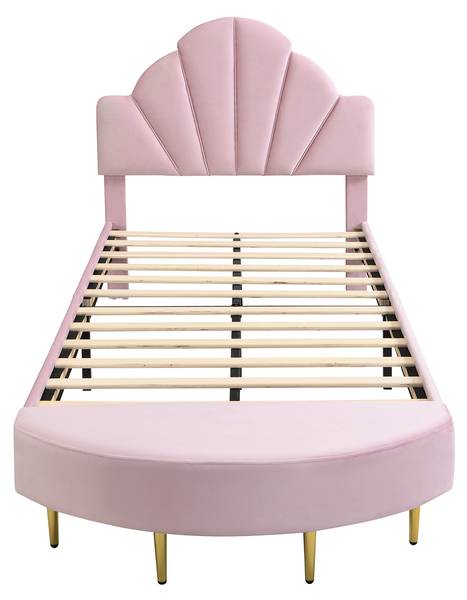 Kinderbett VELVMetal Ⅰ Pink - Samt - 100 x 110 x 241 cm