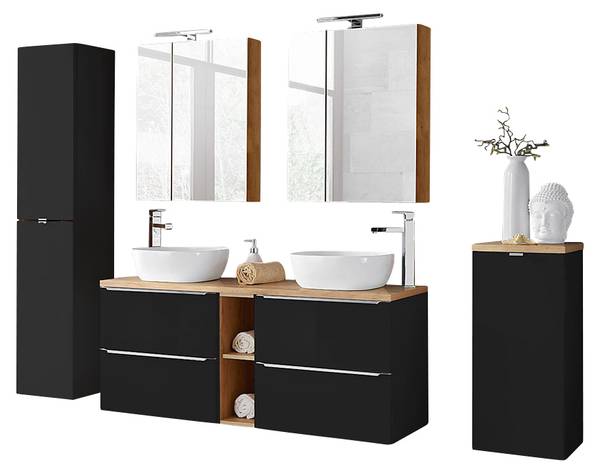 Badmöbel-Set TOSKANA-56-176 5er-Set Grau - Holzwerkstoff - 250 x 190 x 46 cm