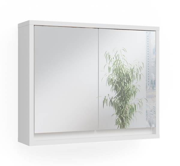 Badkamerspiegelkast Mila 37571 wit - plaatmateriaal op houtbasis - 55 x 45 x 14 cm